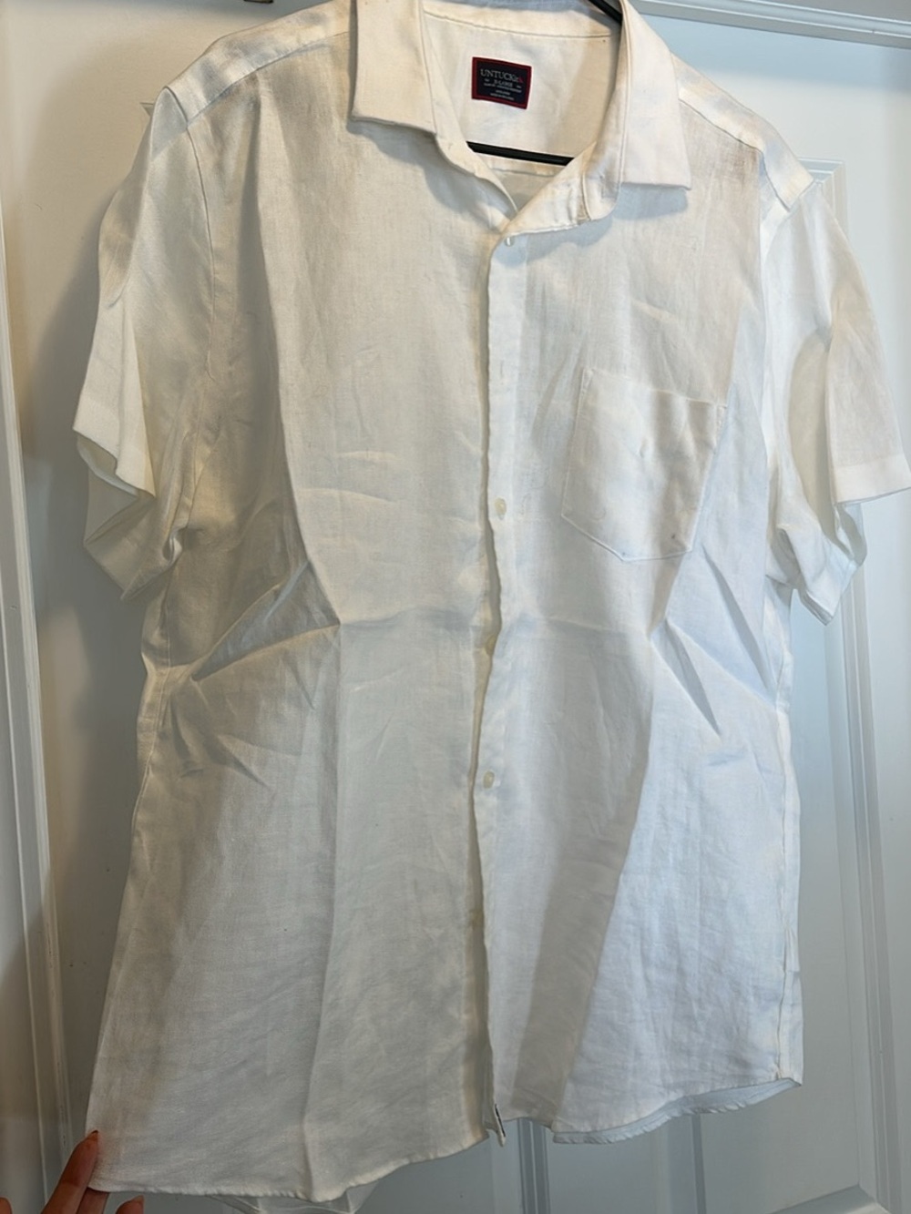UNTUCKit White Short-Sleeve Linen Button-Down Shirt